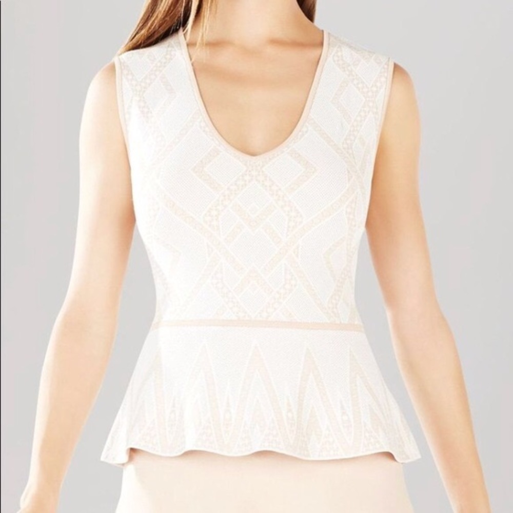 BCBGMaxazria top NWT “Alonya” Jacquard Peplum